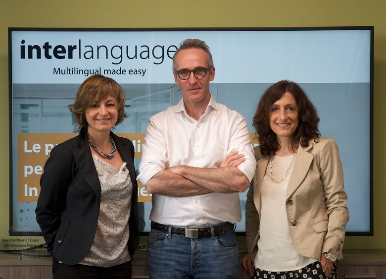 Da sinistra: Antonella Abbati, managing director, Stefano Gualdi, ad e responsabile del personale, e Paola Modica, responsabile commerciale e fondatrice di Interlanguage